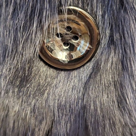 Adrienne Landau Navy Blue Rabbit Fur Jacket - Picture 12 of 16